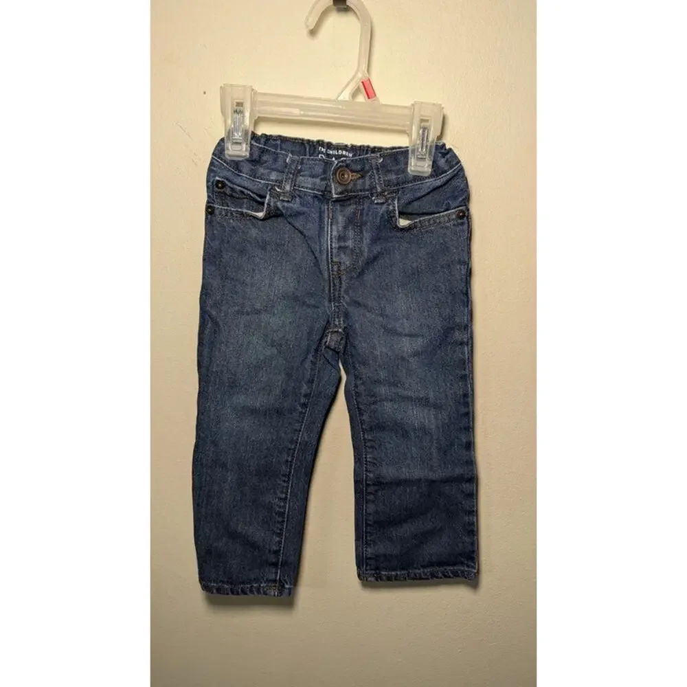 Boys Size 2T Outfit - Children's Place Red + Gray Henley & Bootcut Blue Jeans - Picture 3 of 6